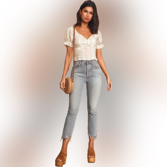 Sage the Label Amari White Stripe Twist Front Top Size Medium from Revolve - Picture 5 of 8